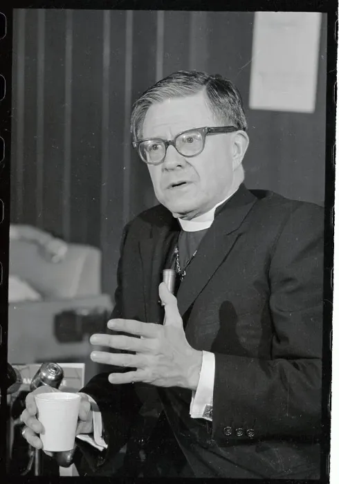 Framed Print : James A. Pike Gesturing and Holding Cup While Speaking to Press Framed Print : James A. Pike Gesturing and Holding Cup While Speaking to Press