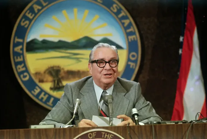 Framed Print : James A. Rhodes Speaking at Press Conference Framed Print : James A. Rhodes Speaking at Press Conference