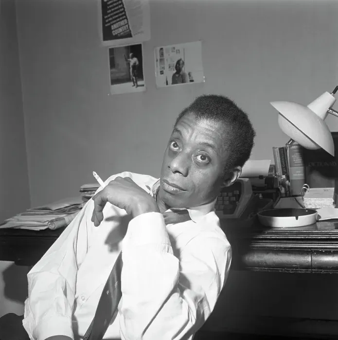 Framed Print : James Baldwin Sitting Smoking A Cigarette