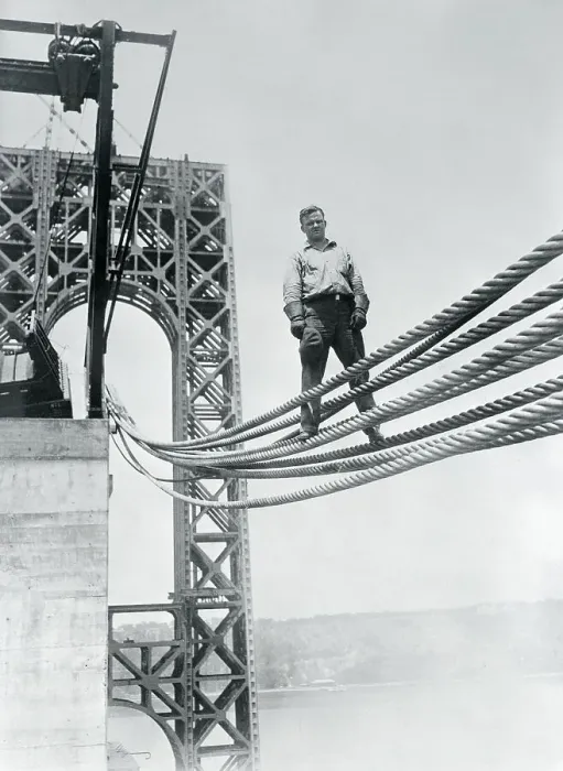 Framed Print : James Bowers Standing on Bridge Cables Framed Print : James Bowers Standing on Bridge Cables