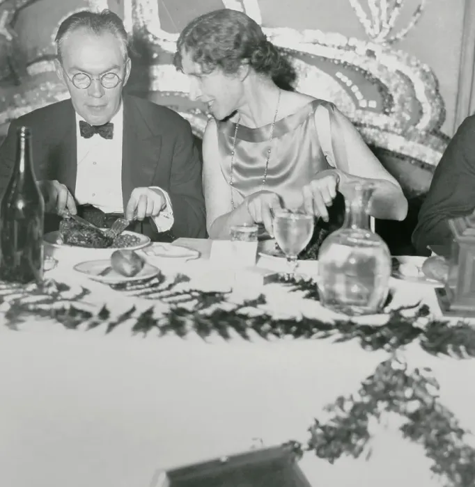 Framed Print : James Branch Cabell and Julia Peterkin Attending Dinner
