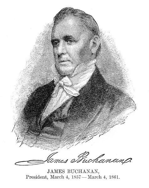 James Buchanan - USA President engraving with his signature 1888