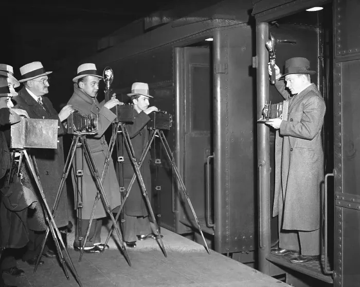 Framed Print : James Cagney Photographing Reporters