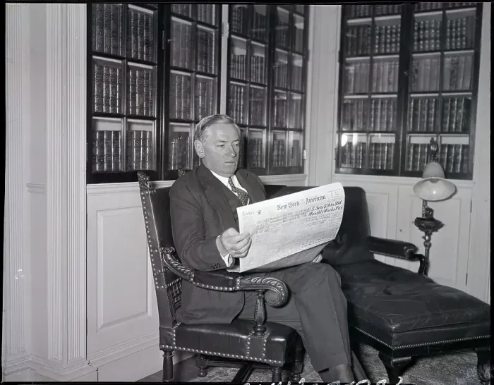 Framed Print : James Curley Reading Paper Framed Print : James Curley Reading Paper