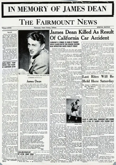 Framed Print : James Dean Memory Edition Fairmont News Framed Print : James Dean Memory Edition Fairmont News