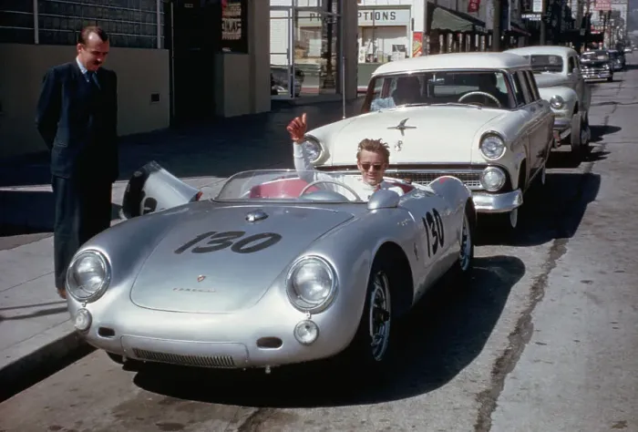 Framed Print : James Dean in His Porsche Spyder Framed Print : James Dean in His Porsche Spyder