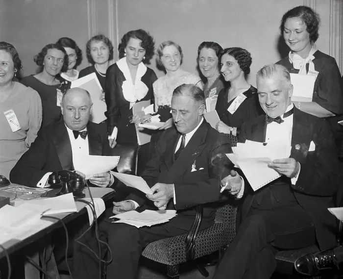 Framed Print : James Farley, Franklin Roosevelt, Edward Flynn, and Others Waiting Framed Print : James Farley, Franklin Roosevelt, Edward Flynn, and Others Waiting