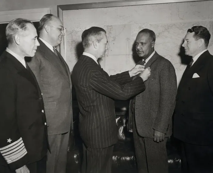 Framed Print : James Forrestal Giving Award to Lester Granger Framed Print : James Forrestal Giving Award to Lester Granger