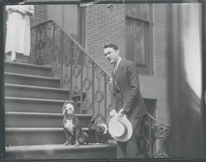 Framed Print : James J. Walker with His Dogs Framed Print : James J. Walker with His Dogs