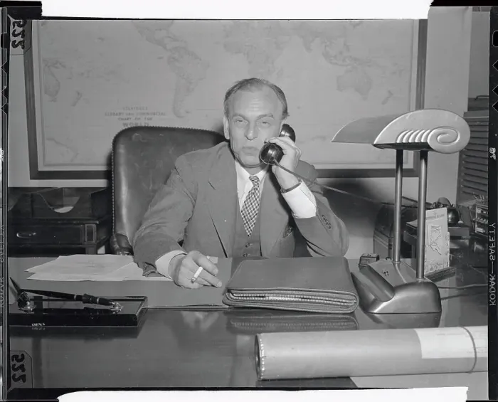 Framed Print : James M Landis Speaking on Telephone Framed Print : James M Landis Speaking on Telephone