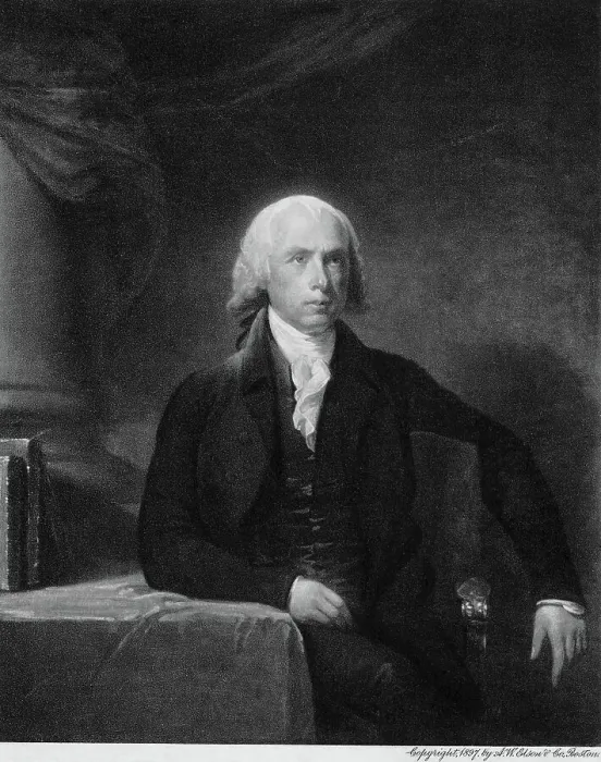 Framed Print : James Madison Seated At Table / Illustrati Framed Print : James Madison Seated At Table / Illustrati