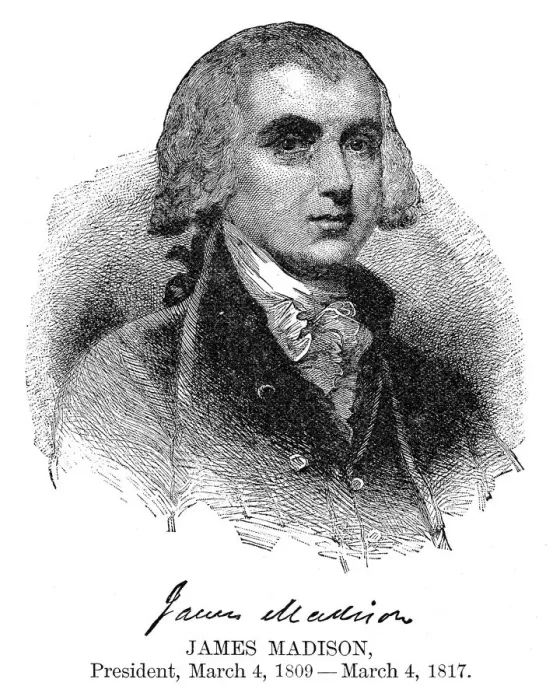 Framed Print : James Madison - USA President engraving with his signature 1888 Framed Print : James Madison - USA President engraving with his signature 1888