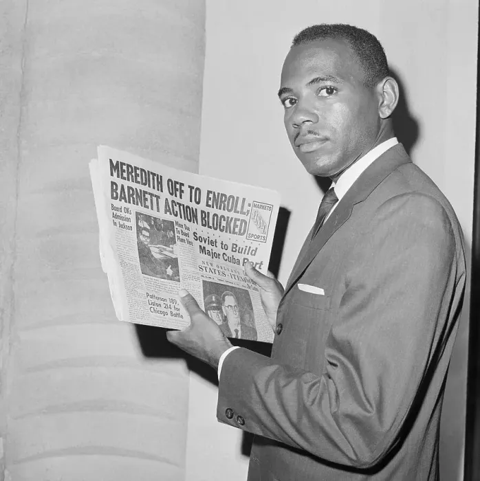 Framed Print : James Meredith Holding Newspaper Framed Print : James Meredith Holding Newspaper