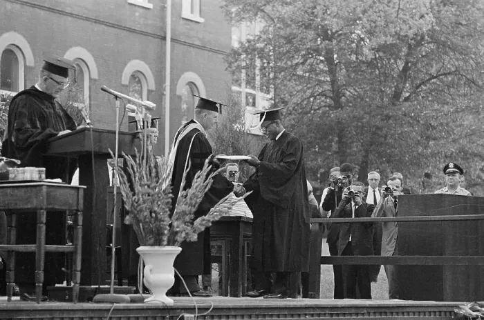 Framed Print : James Meredith Receiving Bachelor's Degree Framed Print : James Meredith Receiving Bachelor's Degree