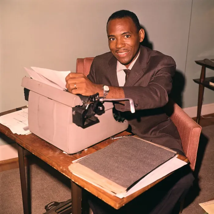 Framed Print : James Meredith Using a Typewriter Framed Print : James Meredith Using a Typewriter