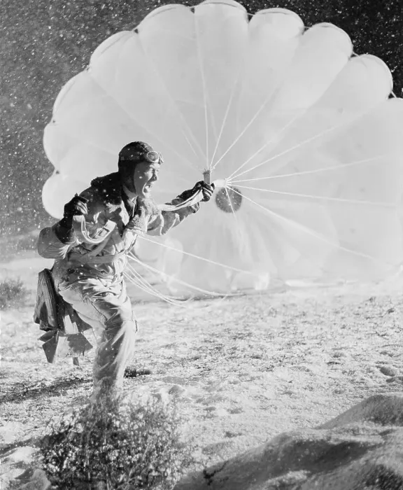 Framed Print : James Stewart Holding a Parachute Framed Print : James Stewart Holding a Parachute
