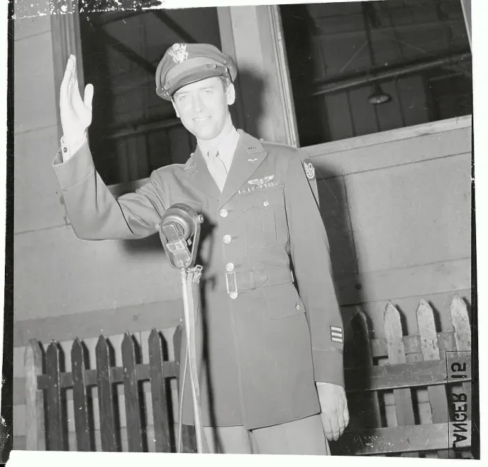 Framed Print : James Stewart Waving