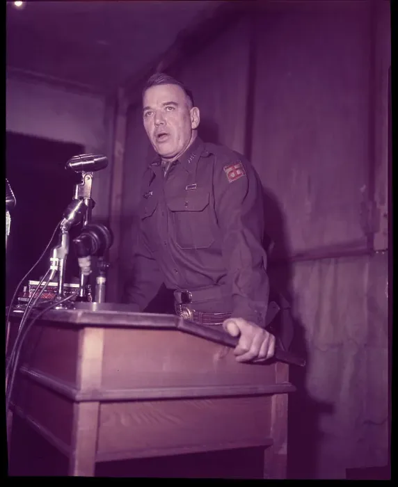 Framed Print : James Van Fleet Giving a Speech Framed Print : James Van Fleet Giving a Speech
