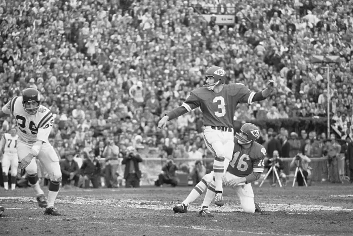 Framed Print : Jan Stenerud Kicking Field Goal in Super Bowl IV