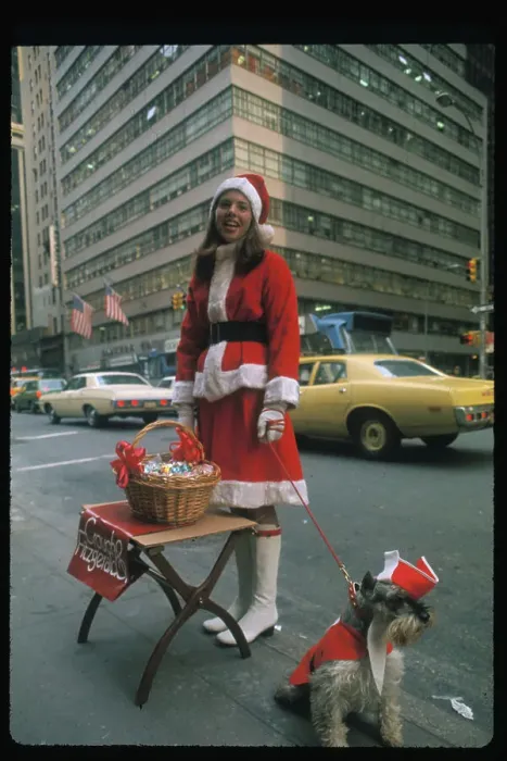 Framed Print : Jane Bell with Her Dog Dressed as Santa