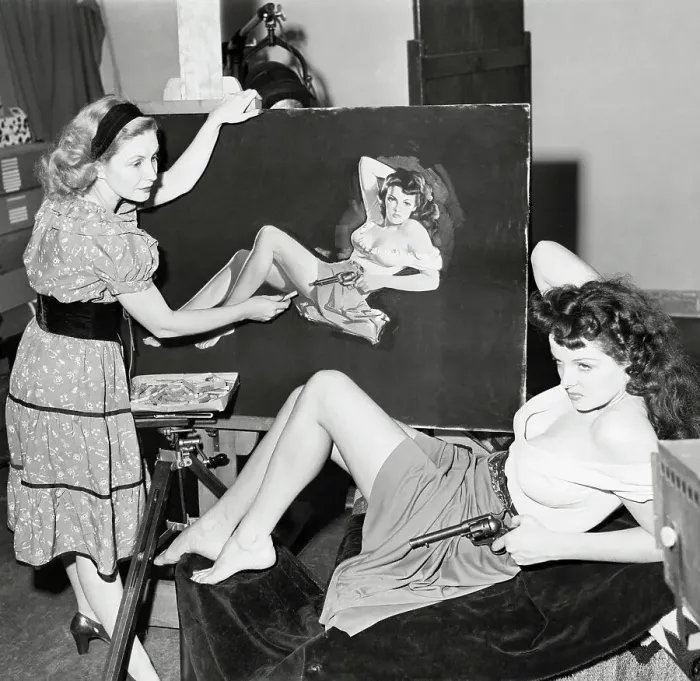 Framed Print : Jane Russell Reclines In Pose For Painte Framed Print : Jane Russell Reclines In Pose For Painte