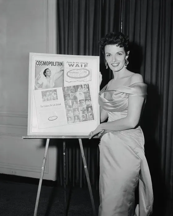 Framed Print : Jane Russell Standing Besides Magazine Poster Framed Print : Jane Russell Standing Besides Magazine Poster