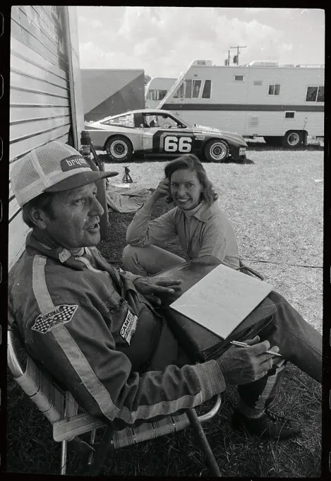 Framed Print : Janet Guthrie Having Conversation with Tom Nehl Framed Print : Janet Guthrie Having Conversation with Tom Nehl