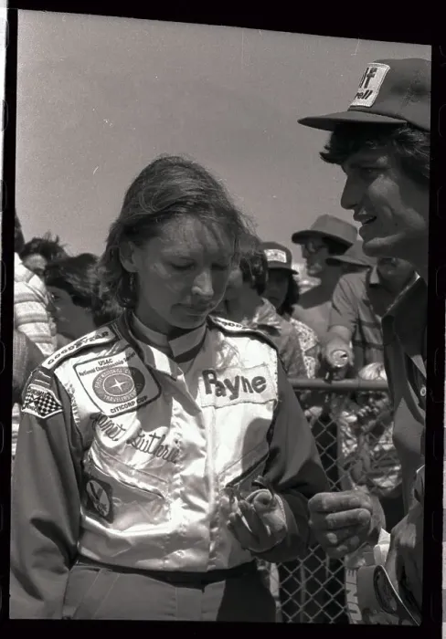Framed Print : Janet Guthrie Holding Broken Clamp Framed Print : Janet Guthrie Holding Broken Clamp