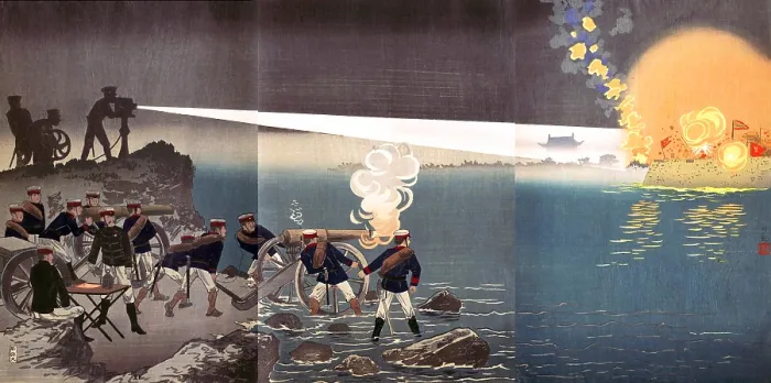 Framed Print : Japanese Army uses new searchlight in Korea