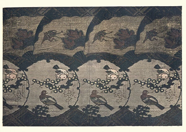 Japanese art, bird textile pattern, 17th Century
