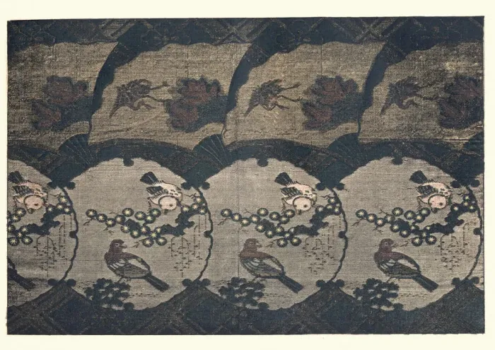 Framed Print : Japanese art, bird textile pattern, 17th Century Framed Print : Japanese art, bird textile pattern, 17th Century