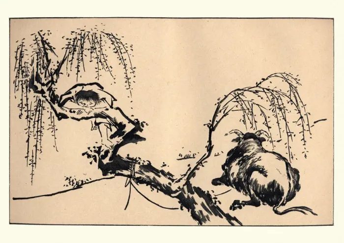 Framed Print : Japanese art, Child and Cow Framed Print : Japanese art, Child and Cow