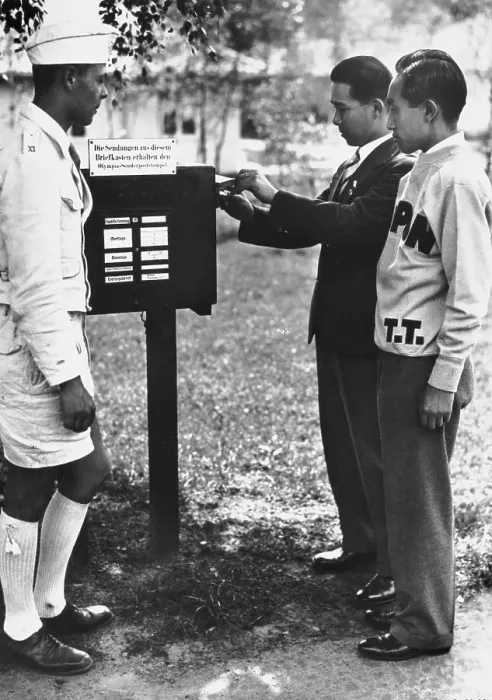 Framed Print : Japanese Athletes Post Letters - Olympics 1936 Framed Print : Japanese Athletes Post Letters - Olympics 1936