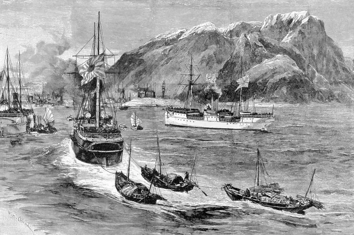 Framed Print : Japanese Boats Entering Harbor Framed Print : Japanese Boats Entering Harbor