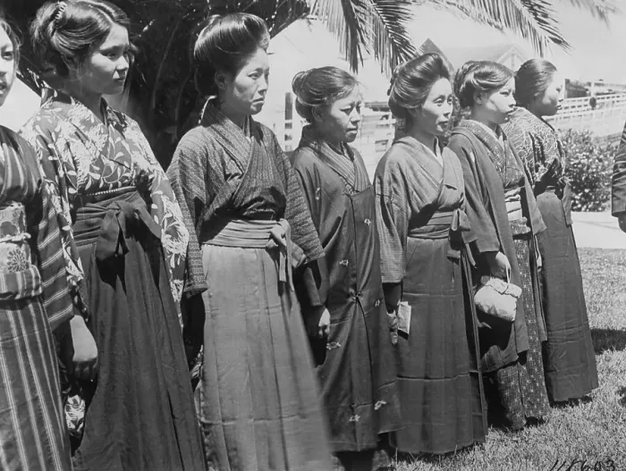 Framed Print : Japanese Brides Lining up for Inspection