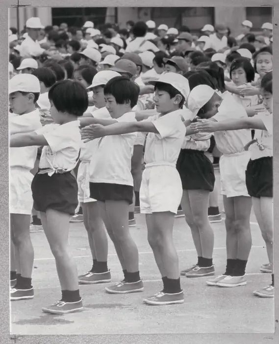 Framed Print : Japanese Children Exercising Framed Print : Japanese Children Exercising
