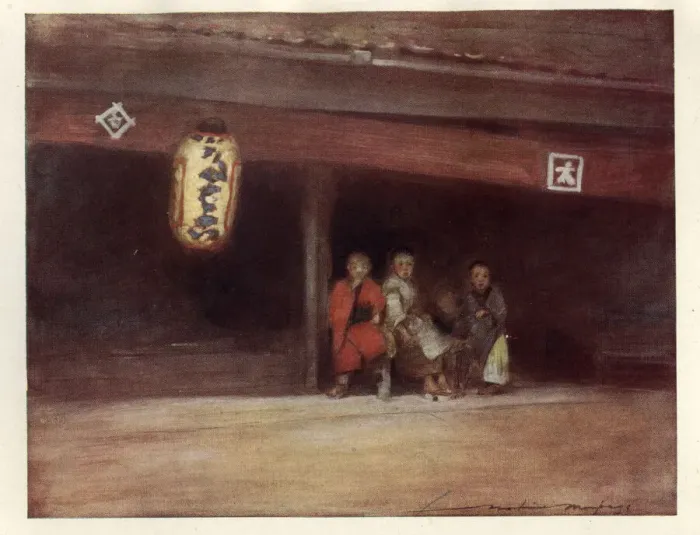 Framed Print : Japanese children sitting in a porch, 19th Century, Japan Art Framed Print : Japanese children sitting in a porch, 19th Century, Japan Art