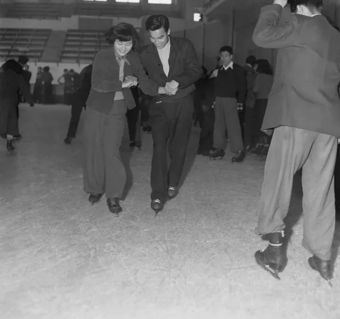 Framed Print : Japanese Couple Ice Skating Framed Print : Japanese Couple Ice Skating