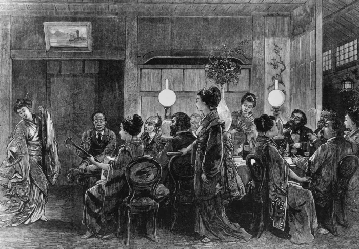 Framed Print : Japanese Dinner Party Framed Print : Japanese Dinner Party