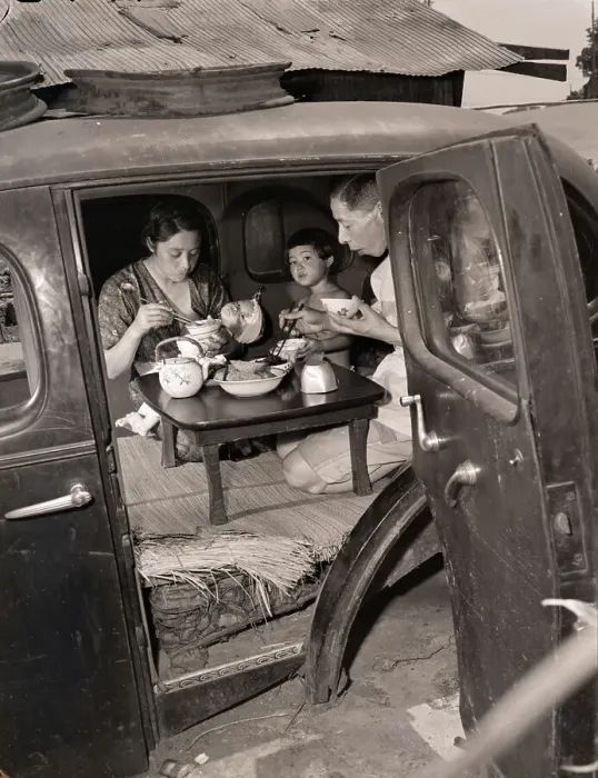 Framed Print : Japanese Family Eat Dinner in Automobile Framed Print : Japanese Family Eat Dinner in Automobile