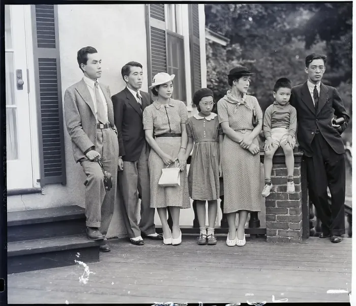 Framed Print : Japanese, Family Standing / Site Of Tennis Framed Print : Japanese, Family Standing / Site Of Tennis