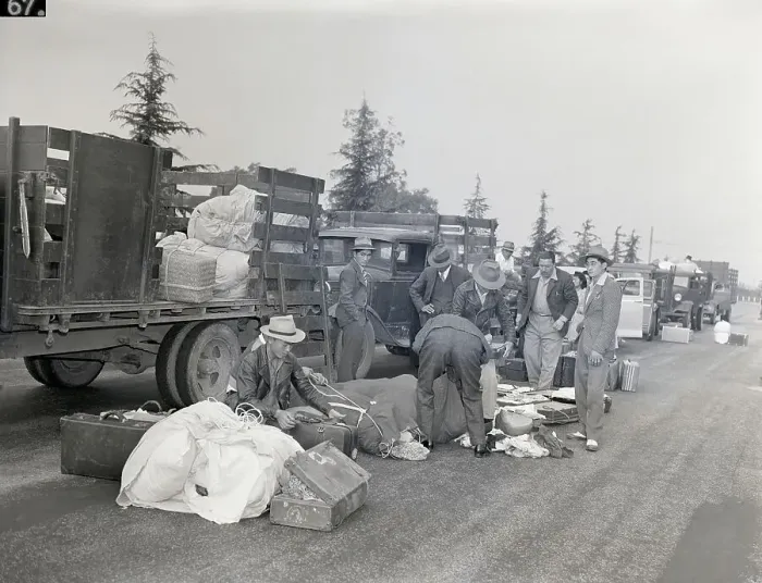 Framed Print : Japanese Having Baggage Examined