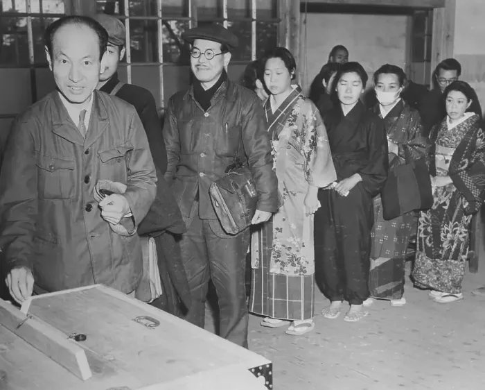 Framed Print : Japanese Leader Casting His Ballot Framed Print : Japanese Leader Casting His Ballot
