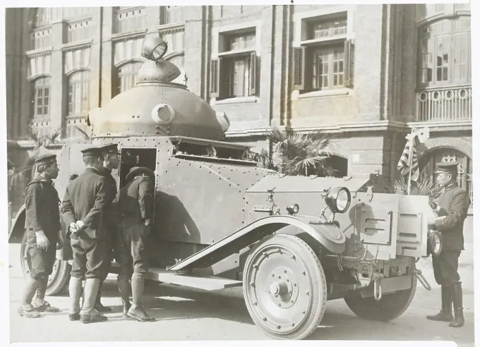 Framed Print : Japanese Marines Examining Armored Car Framed Print : Japanese Marines Examining Armored Car