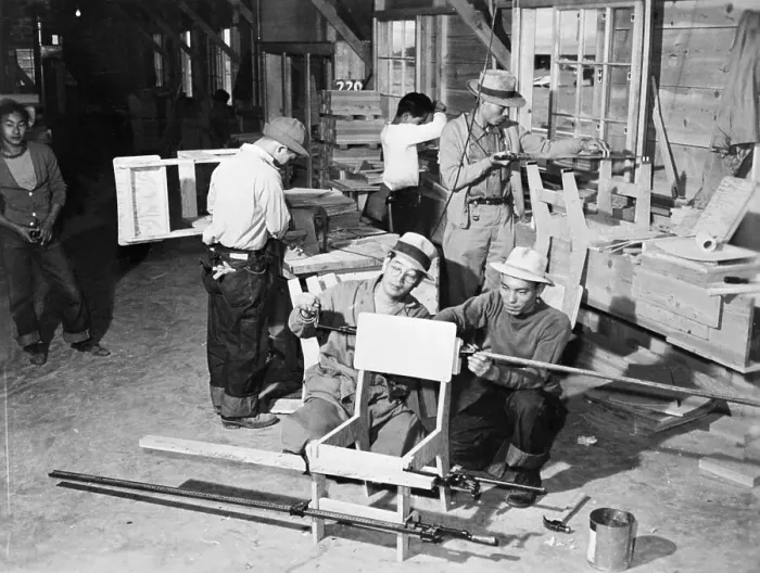Framed Print : Japanese Men Making Furniture Framed Print : Japanese Men Making Furniture