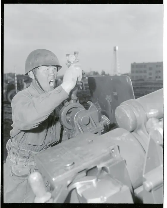Framed Print : Japanese Military Officer Shouting Instructions Framed Print : Japanese Military Officer Shouting Instructions