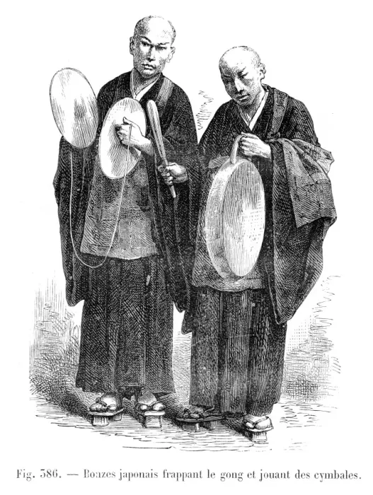 Framed Print : Japanese monks engraving 1881 Framed Print : Japanese monks engraving 1881