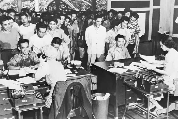 Framed Print : Japanese People Wait On Line