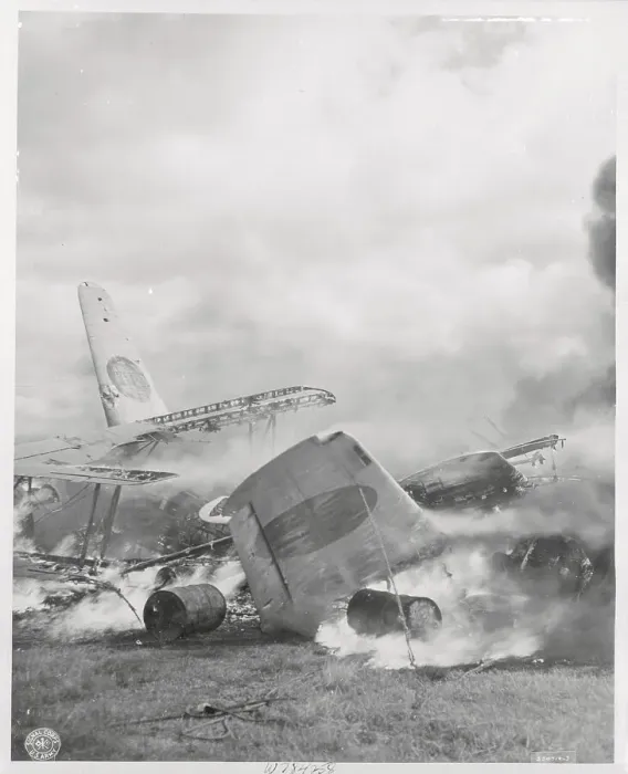 Framed Print : Japanese Planes on Fire Framed Print : Japanese Planes on Fire