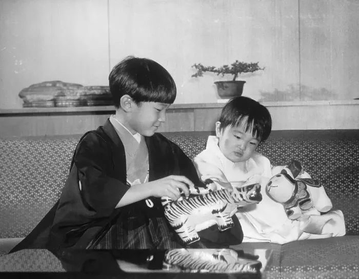 Framed Print : Japanese Princes Aya And Hiro Playing